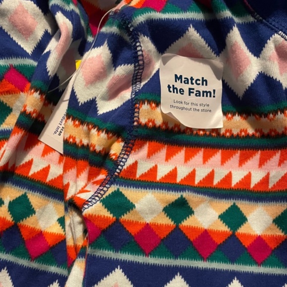 Geo Fair Isle Match The Fam Patterned Pajama Set Sleepover Contrast Stitch Bands - Picture 5 of 13
